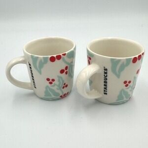 Starbucks Holiday Berry Mugs Set of 2 Espresso Shot Glasses 3oz 2018‎